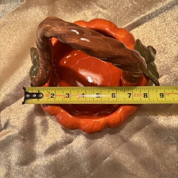 Vintage Harvest Ceramic Pumpkin Basket - New - Picture 6 of 6